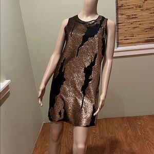 Robert Rodriquez  Elegant Black & Gold Sleeveless Dress Size 4